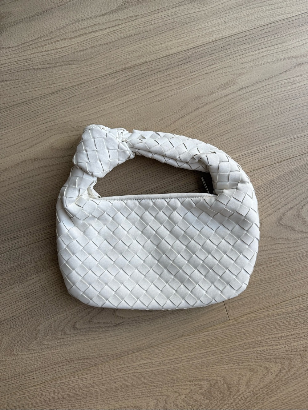 White Woven Handle Shoulder Bag